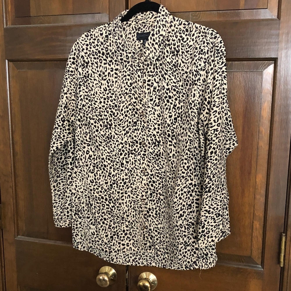 Volcom Black and Cream Animal Print Blouse